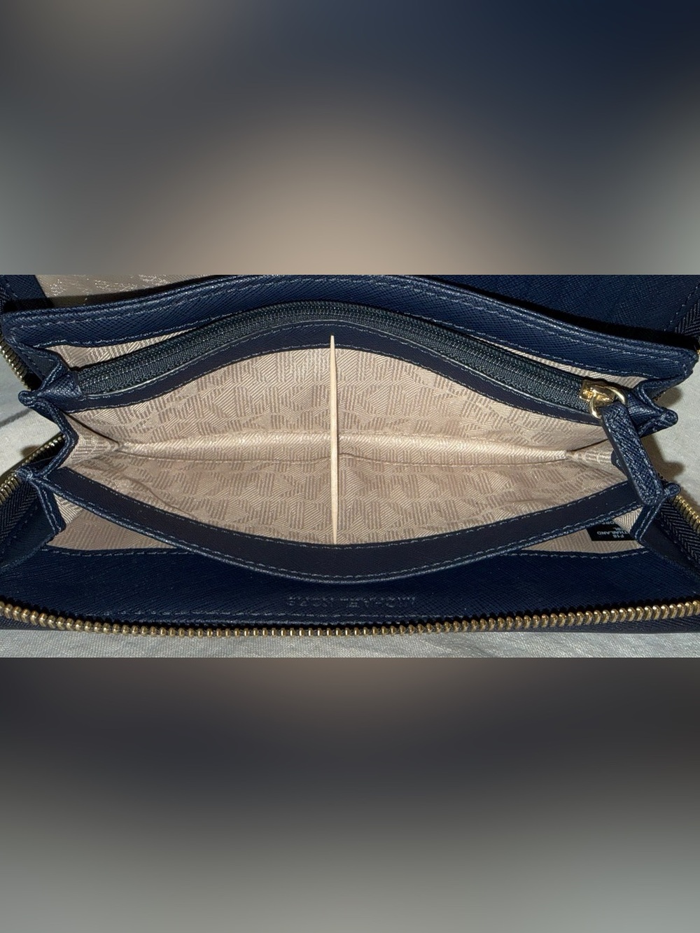 Michael Kors Navy Saffiano Zip-Around Wristlet Wallet - Picture 13 of 15
